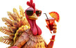 © gilgit - 3D turkey wearing sunglasses holding isolated on transparent background PNG.