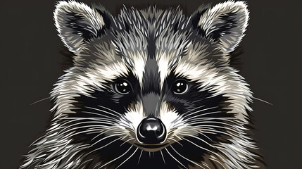 Wall Mural - Close-up portrait of a raccoon with a curious expression.