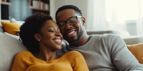 Wall Mural - Couple's Blissful Moment on Couch