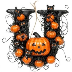 Sticker - Halloween Wreath in the Shape of the Letter U