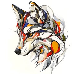 Poster - Abstract Colorful Wolf Head Illustration