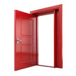 © stockpro - A vibrant red door stands open against a black background, symbolizing opportunity and imagination, inviting viewers to explore new possibilities.