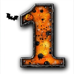 Sticker - Rusty Number One with Halloween Decorations