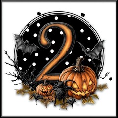 Sticker - Spooky Number Two Halloween Illustration