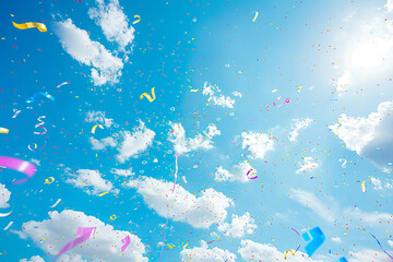 Wall Mural - a colorful sky with a few clouds and a few ribbons in the air.,