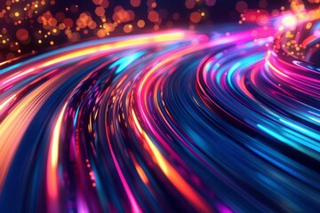 Poster - Colorful Abstract Light Streaks Background with neon glowing patterns adds dynamic touch to design project