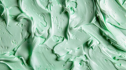 Close-up of vibrant green icing with smooth, creamy texture and rich buttery swirls