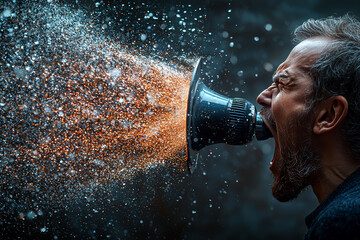 Poster - a public relations manager trying to control a firehose of social media notifications, with messages