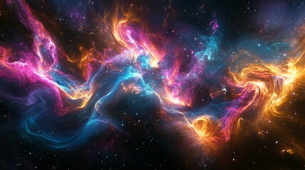 Wall Mural - Abstract swirling nebula in deep space.
