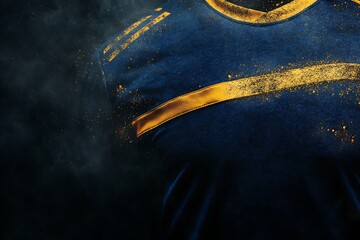 Abstract Blue and Gold Sports Jersey Texture with Smoke Effect