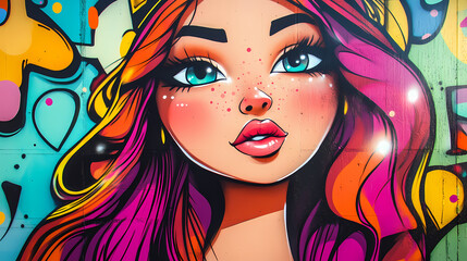 beautiful kawaii girl caricature graffiti lifestyle. caricature. illustration