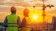 © Narongsag - Construction Workers Looking at Sunset on Building Site