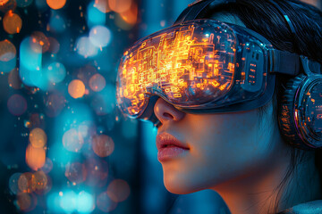 Aufkleber - An avatar participating in a virtual reality escape room, solving puzzles and navigating challenges in a fully digital environment. Concept of VR entertainment.