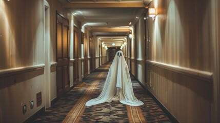 Wall Mural - ghosts in a hotel hallway