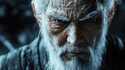 Wall Mural - Intense Portrait of an Elderly Man with a White Beard