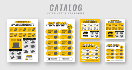 Wall Mural - supermarket product sale catalog flyer bundle with social media post, web banner ads, poster set for