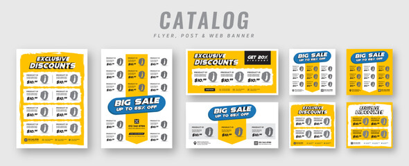 Wall Mural - supermarket product sale catalog flyer bundle with social media post, web banner ads, poster set for