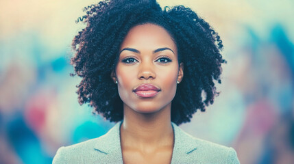 Wall Mural - A confident young Black woman looking directly at the camera.