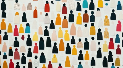 Wall Mural - Colorful Paper Cutout People Shapes Pattern Background