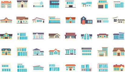 Poster - this set of modern houses is perfect for illustrating concepts related to real estate, architecture,