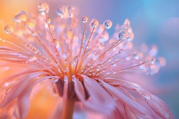 Wall Mural - Close up of a pink flower with water droplets