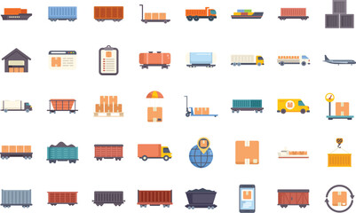 Poster - this vector illustration set includes various logistics and delivery icons showing cargo transportat