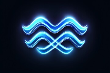 Poster - Minimal Aquarius symbol, using two parallel wavy lines in a modern, abstract form