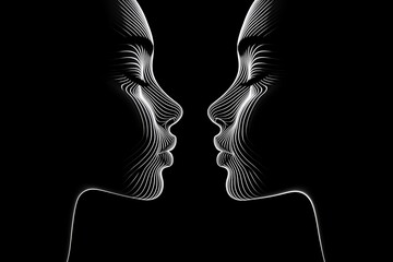 Poster - Minimal Gemini twins, using just two perfectly symmetrical lines side by side