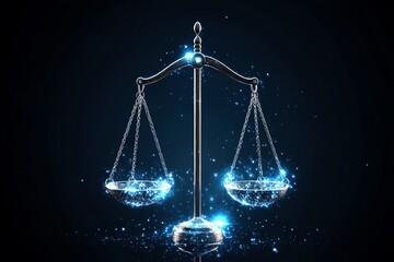 Poster - Minimal Libra balance, with a straight horizontal line and two simple dots representing harmony