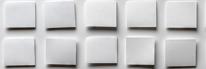 Wall Mural - Blank white sticky notes arranged in a grid