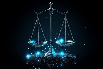 Poster - Minimal Libra scales, with a balanced, horizontal line and a soft curve representing harmony