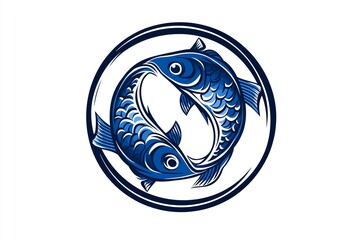 Poster - Minimal Pisces fish, with two curved lines forming the iconic dual fish in a circular design
