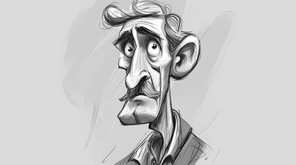 Sketch of a cartoon character. Caricature. Illustration