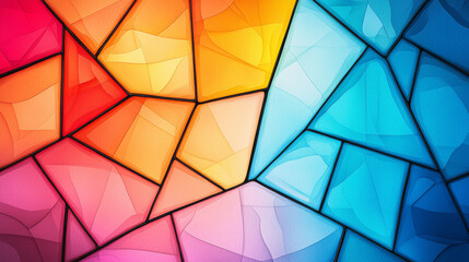 Sticker - Abstract geometric background with colorful shapes and lines.