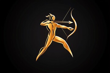 Poster - Simple Sagittarius bow and arrow, with clean lines and a simple arrow pointing upward
