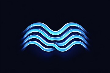 Poster - Aquarius waves, represented by two simple, parallel wavy lines in a clean, geometric style
