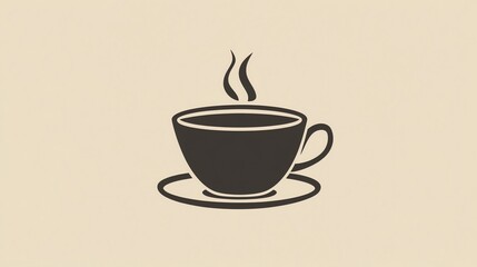 A simple black and white icon of a cup of coffee.