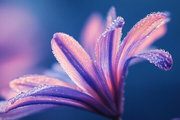 Sticker - Purple Flower with Dew Drops, Close Up Macro Photography