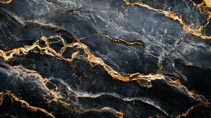 Wall Mural - Black marble with gold veins.