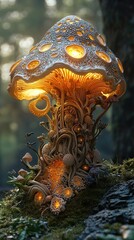 Wall Mural - Glowing Mushroom Forest: A Surreal Fantasy Art