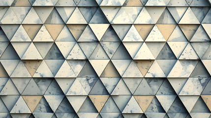 Poster - A wall of blue and white triangles with a 3D effect.