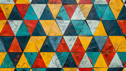 Poster - Colorful geometric triangle pattern.