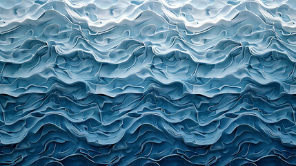 Abstract blue and white wavy pattern.