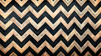 Sticker - Abstract chevron pattern in black and gold.