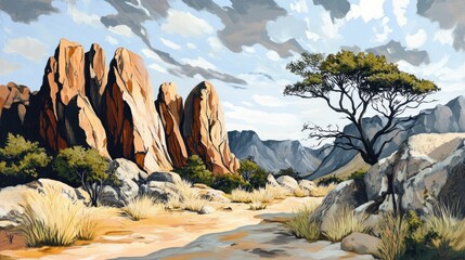 Wall Mural - Landscape of Wolfberg Cracks in a natural reserve featuring unique rock formations and scenic views