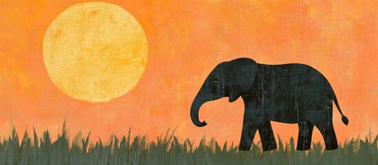 Wall Mural - African elephant in a grassy habitat