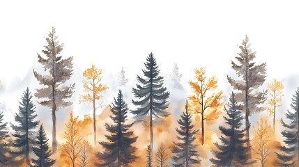 alpine forest watercolor pattern sparse dutone warm
