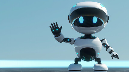 Cute, friendly GPT robot isolated on blue background