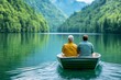 © Sanchai - Senior couple enjoying a boat ride on a calm lake, soaking in the peaceful surroundings