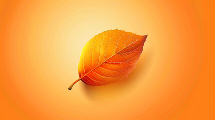 Poster - Single autumn leaf with orange gradient background.